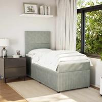 Boxspring met matras fluweel lichtgrijs 90x190 cm