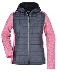 James & Nicholson JN771 Ladies´ Knitted Hybrid Jacket - Pink-Melange/Anthracite-Melange - M
