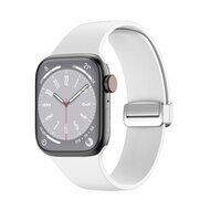 Siliconen bandje - Folding Buckle - Wit - Geschikt voor Apple Watch 44mm / 45mm / 46mm / 49mm