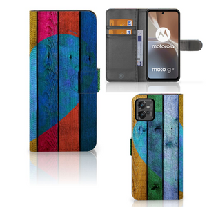 Motorola Moto G32 Book Style Case Wood Heart - Cadeau voor je Vriend