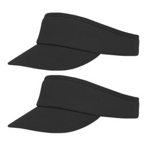 Sunvisor zonneklep voor volwassenen - 2x stuks - Zwart - Katoenen verstelbare zonnekleppen - Dames/h