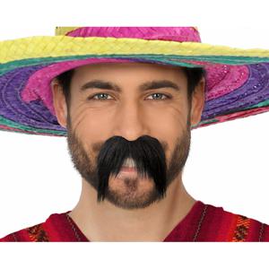 Carnaval verkleed snor - Mexicaan/Cowboy - zwart - zelfklevende namaak snorren