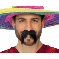 Carnaval verkleed snor - Mexicaan/Cowboy - zwart - zelfklevende namaak snorren - thumbnail