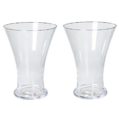 Bellatio Design Vaas - 2x - taps uitlopend - transparant - glas - 30 cm