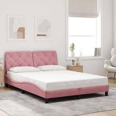 Bedframe met hoofdeinde fluweel roze 120x200 cm