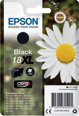 Epson inktcartridge 18XL, 470 pagina&apos;s, OEM C13T18114012, zwart