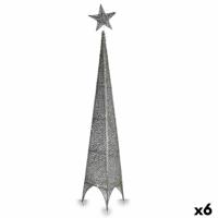 Kerstboom Toren Ster Zilverkleurig Metaal Plastic 28 x 127 x 28 cm (6 Stuks)