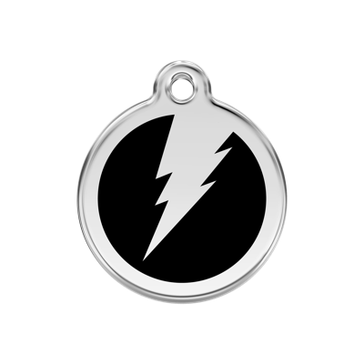 Flash Black roestvrijstalen hondenpenning medium/gemiddeld dia. 3 cm - Reddingo