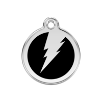 Flash Black roestvrijstalen hondenpenning medium/gemiddeld dia. 3 cm - Reddingo