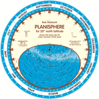 Sterrenkaart - Planisfeer 20 graden noorderbreedte (engelstalig) | Rob Walrecht Productions