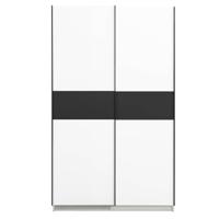 Leen Bakker - Schuifdeurkast Genua - /antraciet - 204x122x60 Cm - Spaanplaat - Wit - 122.4x204x60.3 Cm
