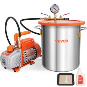 VEVOR Vacuümpomp met 19L Vacuümkamer 100L/min Vacuumpomp 150W Ac 220V/50HZ 1440RPM 5pa 250ml Olie Capaciteit Hvac Vacuüm Apparatuur Koeling