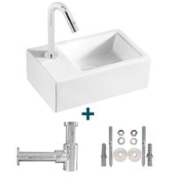 Nemo Spring Sula fonteinset 37x23.5cm zonder overloop inclusief sifon en koudwaterkraan porselein wit sw10735/sw21230/sw286407/sw290278/sw293011/