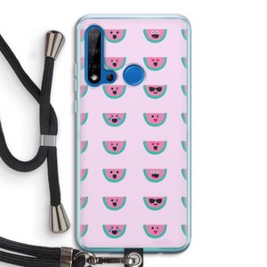 Smiley watermeloenprint: Huawei P20 Lite (2019) Transparant Hoesje met koord