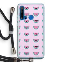 Smiley watermeloenprint: Huawei P20 Lite (2019) Transparant Hoesje met koord