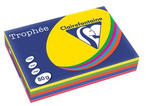 Clairefontaine 1704SC papier voor inkjetprinter A4 (210x297 mm) 500 vel Blauw, Groen, Oranje, Roze, Geel