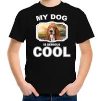 Honden liefhebber shirt Basset my dog is serious cool zwart voor kinderen - thumbnail