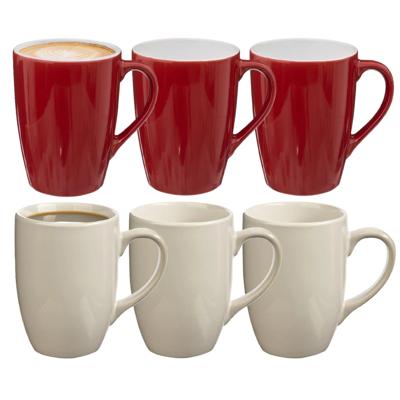 5Five Koffiemokken Colorama - 6x stuks - Keramiek - in 2 kleuren - 380 ml - 9 x 11 cm