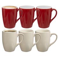 5Five Koffiemokken Colorama - 6x stuks - Keramiek - in 2 kleuren - 380 ml - 9 x 11 cm