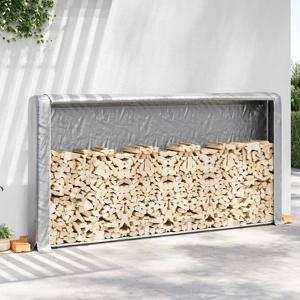 VidaXL Haardhoutrek met regenhoes 300x25x150 cm gegalvaniseerd staal