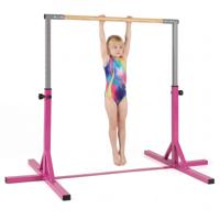 Turnstang Horizontale Turnstang In Hoogte Verstelbaar tot 12 Standen met een Metalen Frame en Antislipvoet Roze