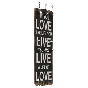 VidaXL Wandkapstok met 6 haken LOVE LIVE 120x40 cm