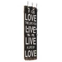 VidaXL Wandkapstok met 6 haken LOVE LIVE 120x40 cm