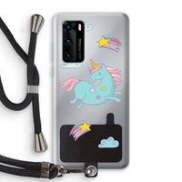 Vliegende eenhoorn: Huawei P40 Transparant Hoesje met koord