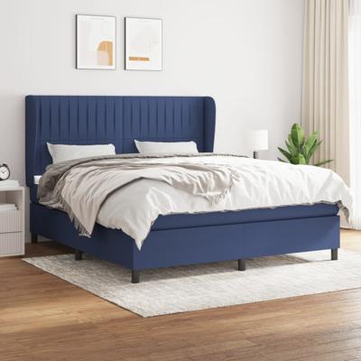 Boxspring met matras stof blauw 160x200 cm
