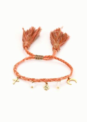 Gevlochten armband roze