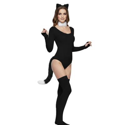 Smiffys verkleed Kattenstaart - zwart-wit - verkleedaccessoire Smiffys verkleed Kattenstaart - zwart-wit - verkleedaccessoire