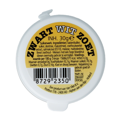Zwart wit zoet 30 Gram Zwart wit zoet 30 Gram