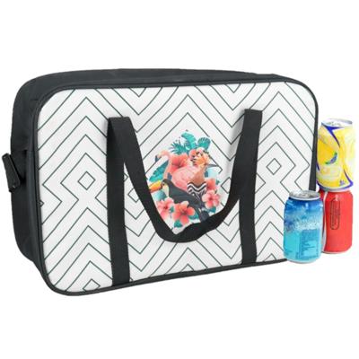 Gerimport Koeltas - zwart/wit - met tropische vogels print - 40 x 30 x 16 cm - 18 liter