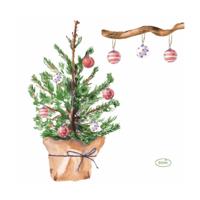 Duni servetten tree and baubles 24x24cm