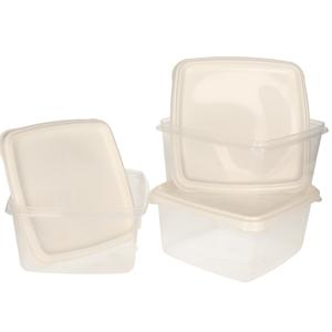 Vershoudbakjes Hega - set van 3x stuks - 1.3 liter - transparant/wit - L16 x B16 x H11 cm