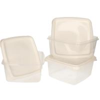 Vershoudbakjes Hega - set van 3x stuks - 1.3 liter - transparant/wit - L16 x B16 x H11 cm - thumbnail