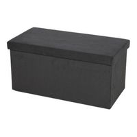 Hocker bank - poef XXL - opbergbox - donkergrijs - polyester/mdf - 76 x 38 x 38 cm   -