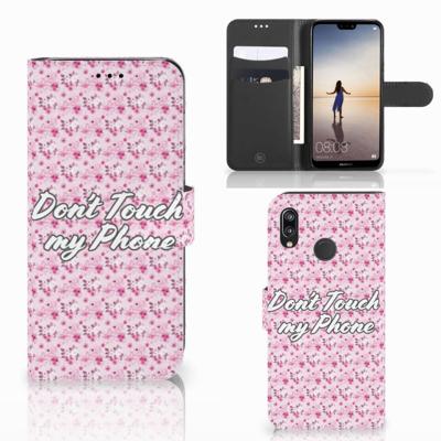 Huawei P20 Lite Portemonnee Hoesje Flowers Pink DTMP Huawei P20 Lite Portemonnee Hoesje Flowers Pink DTMP