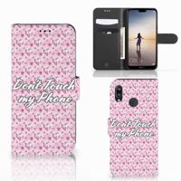 Huawei P20 Lite Portemonnee Hoesje Flowers Pink DTMP Huawei P20 Lite Portemonnee Hoesje Flowers Pink DTMP