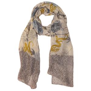 Sarlini Langwerpige Sjaal Leaves Denim