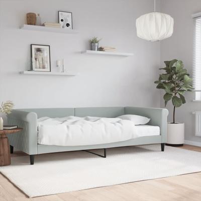 Slaapbank met matras 100x200 cm fluweel lichtgrijs