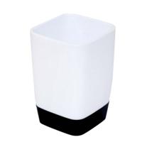Badkamer tandenborstelhouder/drinkbeker - kunststof - wit/zwart - 7 x 10 cm