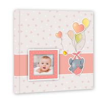 Fotoboek/fotoalbum Pierre baby meisje met 30 paginas roze 32 x 32 x 3,5 cm - Fotoalbums