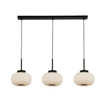 Hanglamp Lumina 3Lt - Black Metal & Opal Ribbed Glass