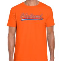 Oranje t-shirt Holland met Nederlandse wimpel Nederland supporter voor heren tijdens EK/ WK - thumbnail