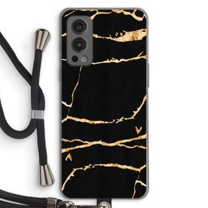 Gouden marmer: OnePlus Nord 2 5G Transparant Hoesje met koord