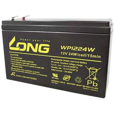 Long WP1224W WP1224W Loodaccu 12 V 6 Ah Loodvlies (AGM) (b x h x d) 151 x 101 x 51 mm Kabelschoen 6.35 mm Geringe zelfontlading, Onderhoudsvrij