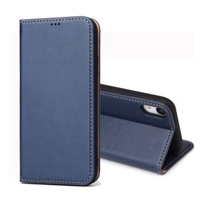Dermis textuur PU horizontale Flip lederen case voor iPhone XR met houder & kaartsleuven & portemonnee (blauw)