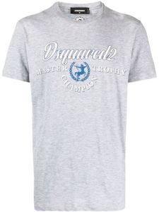 DSQUARED2 t-shirt en coton mélangé à logo imprimé - Gris