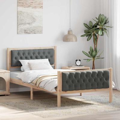 Bedframe met hoofdeinde Donkergrijs 100 x 200 cm Stof Bedframe met hoofdeinde Donkergrijs 100 x 200 cm Stof